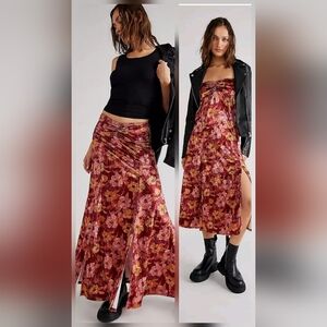 Free People Carpe Diem Convertible Floral Velvet Midi Dress/Maxi Skirt Boho Med.